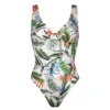 Watercult Maillot De Bain Une Pièce Avec Mousses Fleuri Fond Blanc Exotic Drive