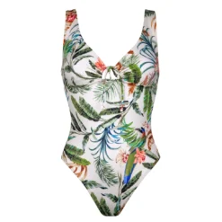Watercult Maillot De Bain Une Pièce Avec Mousses Fleuri Fond Blanc Exotic Drive