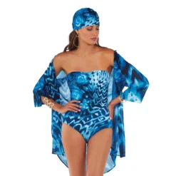 Maillot Une Piece Bustier Imprimé Bleu Anela