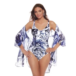 Maillot De Bain Classique Une Piece Marine Et Blanc Bahia