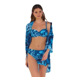 Chemise De Plage Imprimé Bleu Indo