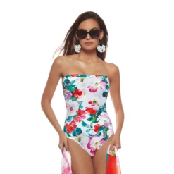 Maillot Bustier Une Piece Fleuri Dalia