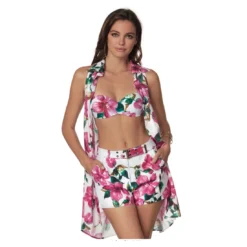 Short Fleuri Fond Blanc Alba