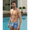 Shorty De Bain Pour Hommes Imprimé Bleu Menton
